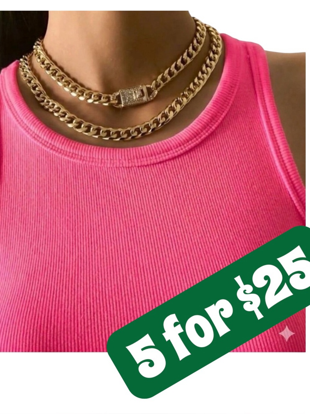 *5 ITEMS FOR $25* Super Lightweight Double Cuban Choker Necklace